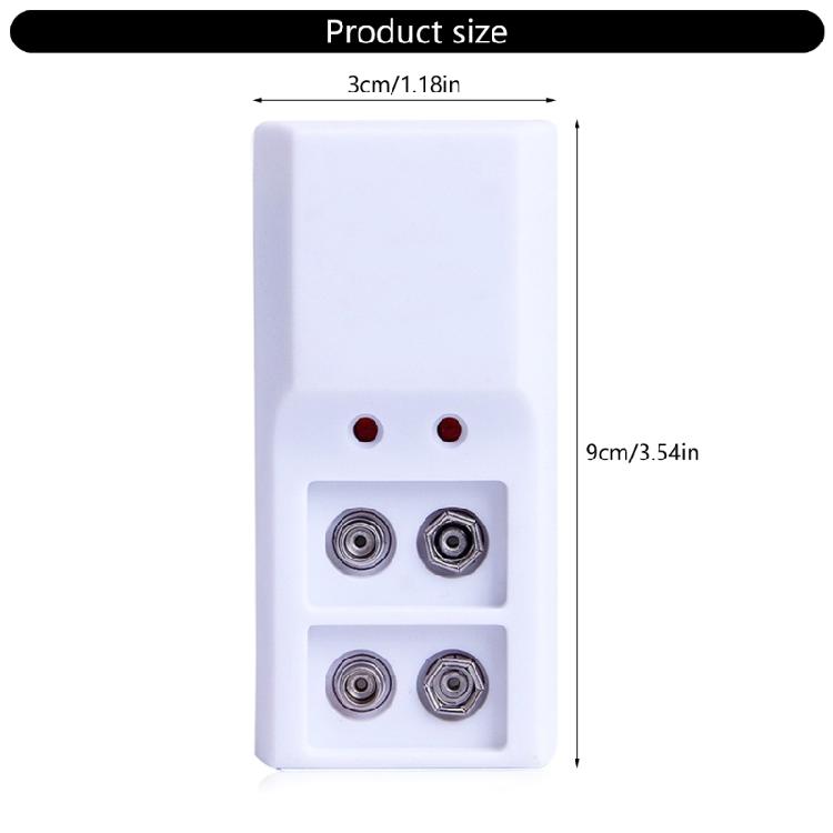 Battery Charger 2-slot Charging Station Independent Fast Charging Adapter for 9V NiMH/NiCd Rechargeable Battery
