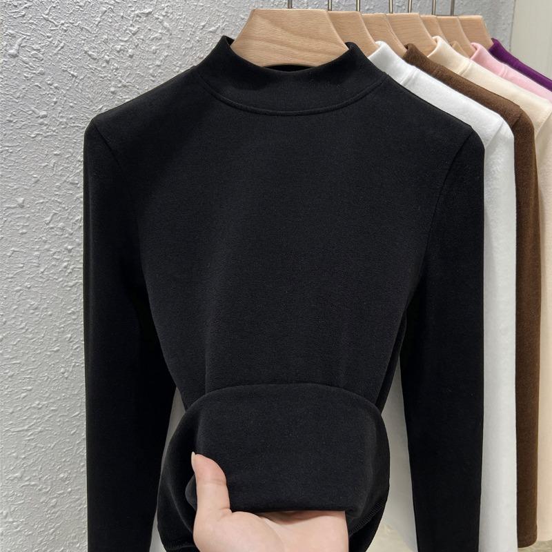 Cashmere protein German velvet bottoming shirt for women, heat and warmth, autumn and winter new double-sided velvet inner top for women