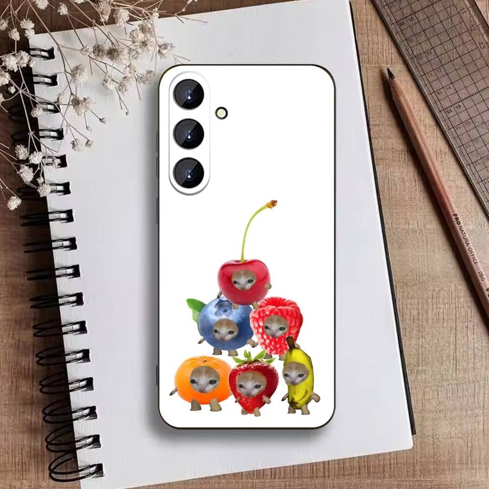Big-eyed Goofy CAT Silly Phone Case For Samsung Galaxy A73,A72,A71,A70,A52,A51 Others Soft Black Cover