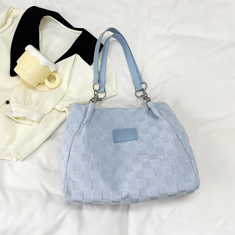 

Trendy Black And Beige Canvas Shoulder Tote Bag For Women Perfect For Everyday Use синій