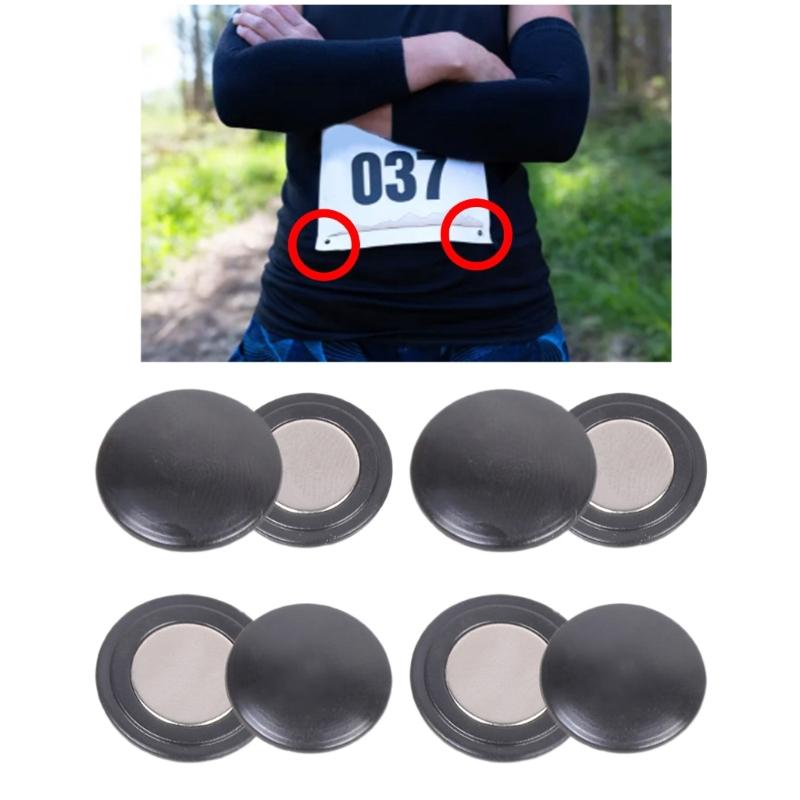 4 Pairs Running Bib Magnets Secure No Sew Magnetic Clip Round Shape For Running Race Number Attachment