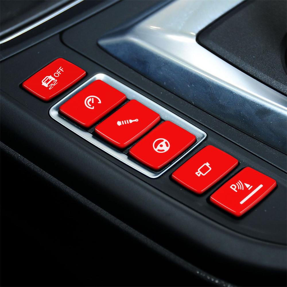 6Pcs/Set Gear Shift Switch Button Trim Red For BMW M3 F80 15-19 M4 F82 15-20 LHD