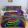 3D Psychedelic Geometric Duvet Cover Set - Digital Print Double Bed - Available In 3 or 4-Piece Sets