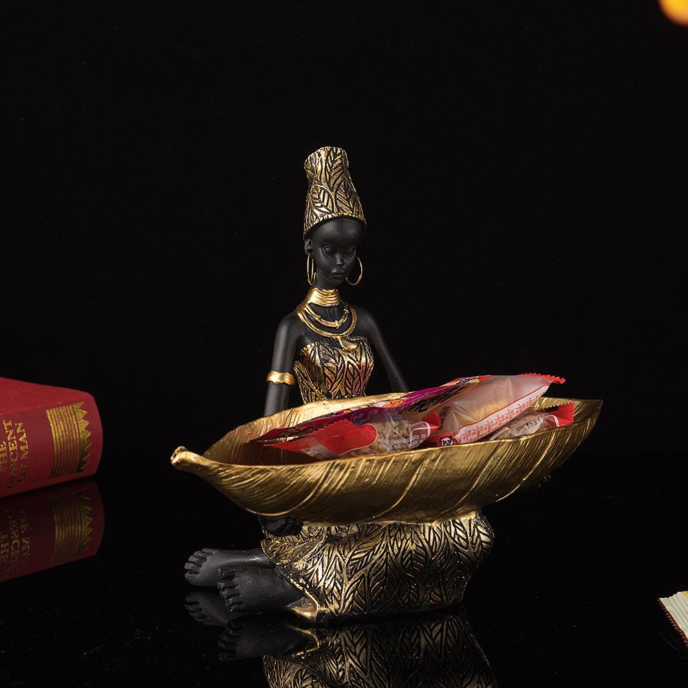 Africa Woman Tray Ornament Resin Storage Black Girl Nationality Desktop A Living Room Study Ornament Gift Arts And Crafts