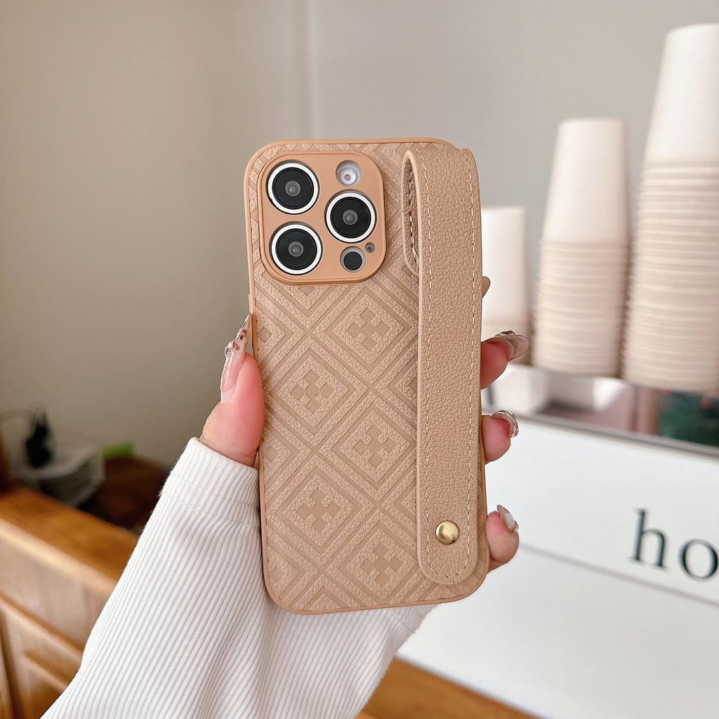 The Grid Embossing Is Suitable for The Luxurious Case of The IPhone 16, The IPhone15Pro Max Wristband 14, and The Simple Hard Case
