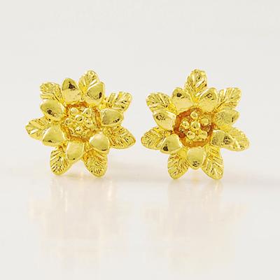 Moda 24K Brincos banhados a ouro Brincos de flor Brincos de pino Jóias de glamour para casamento feminino Presentes JE004