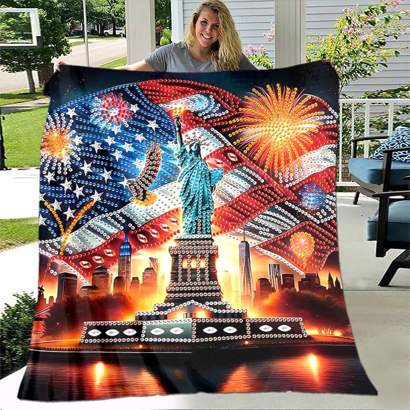1pc Statue of Liberty, USA blanket, al season lightweigh Poster blanket home office outdoor nap multifunc Poster blanketional blanket