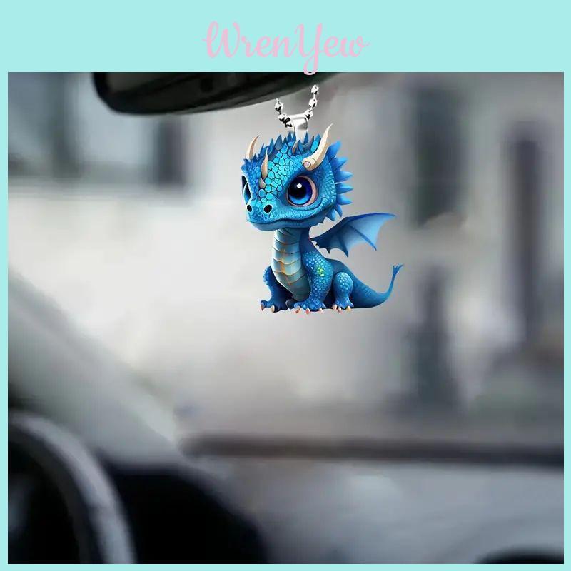 Creative Acrylic Flat Pendant Car Rearview Mirror Decoration Charming Cartoon Style