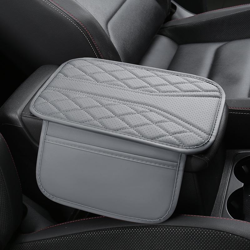 

Nappa Leather Car Armrest Pad - Non-Slip, Wear-Resistant with Storage Bag серый