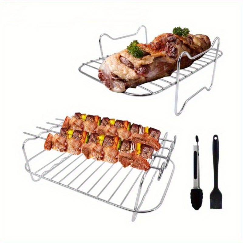 4Pcs Air Fryer Rack Double Basket 304 Stainless Steel Grilling Rack Air Fryer Accessories Cooking Rack