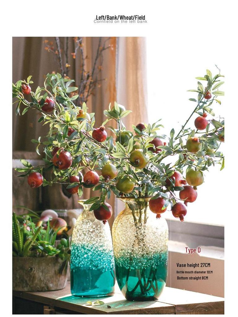 Prosperity Pomegranate Artificial Flower Arrangement for Living Room Decor - Realistic New Year Dried & Green Plant Ornament