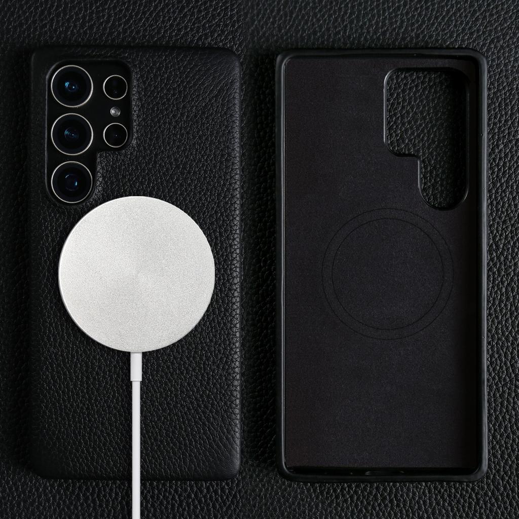 Luxury Cowhide Magnetic Suction Leather Case For Samsung Galaxy S25 Ultra S24 Plus S23 FE S22 S21+ Full Edge Protection Cover
