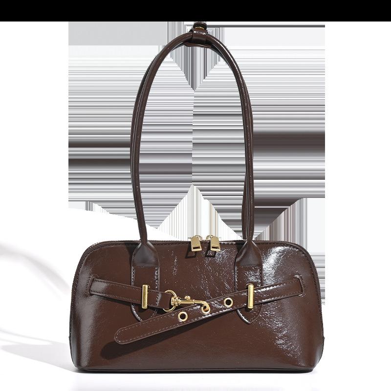 

Autumn and winter new simple retro armpit bag women s niche bowling bag handbag versatile casual shoulder bag 27*9.5*15cm