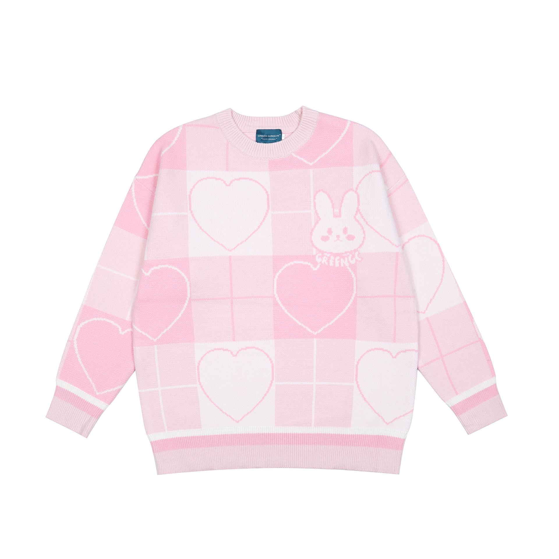 Японский винтажный вязаный свитер в стиле Харадзюку с героями мультфильмов женские осенние новые пуловеры с круглым вырезом и длинными рукавами в консервативном стиле джемперы больших размеров XL розовый 3767₽