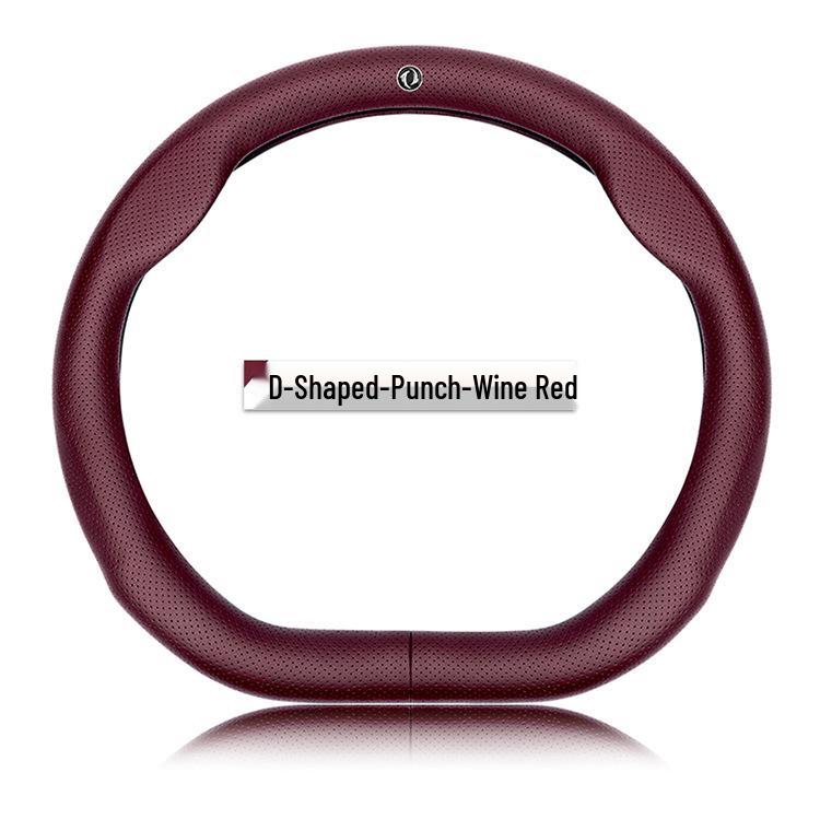 Genuine Leather Steering Wheel Cover for Dongfeng Fengxing S500 - Ultra-thin, Sweat-absorbent, Non-slip, Four Seasons Universal Fit