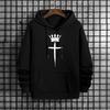 2025 Streetwear Fashion Cross Crown Printed Hooded Sweatshirt Male Trendy Casual Hoody Pullover Urban Outwear Mens Hoodies