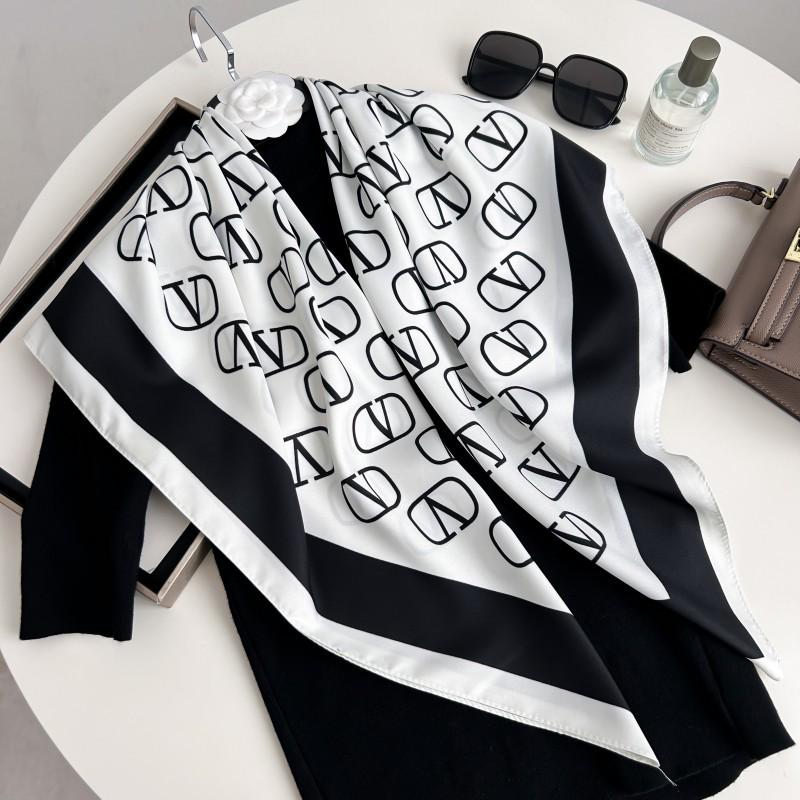 Čiernobiela hodvábna twill šatka so zvieracím vzorom - 90x90CM Jesenný/Zimný šál pre ženy