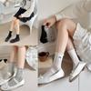 Stylish Womens Middle Length Mesh Socks with Cute Embroidered Bowknot and Ruffle Frilly Edging Breathable Ankle Socks