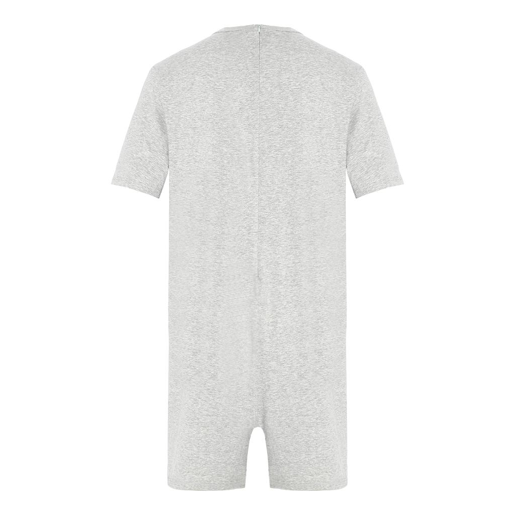 Women’s Special Needs Adaptive Romper Short Sleeve Shorts Bottom Back Zipper Bodysuit with Feeding Tube Access for Daily Care