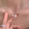 Pink Bow Pendant Necklace, Women's Sweet and Elegant Style, Classic and Simple Personality, Engagement Jewelry, Preferred Gift Giving