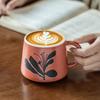 High Value Ceramic Mug Relief Flower Breakfast Cup Household Cup Cup Large Capacity Coffee Cup Water Cup