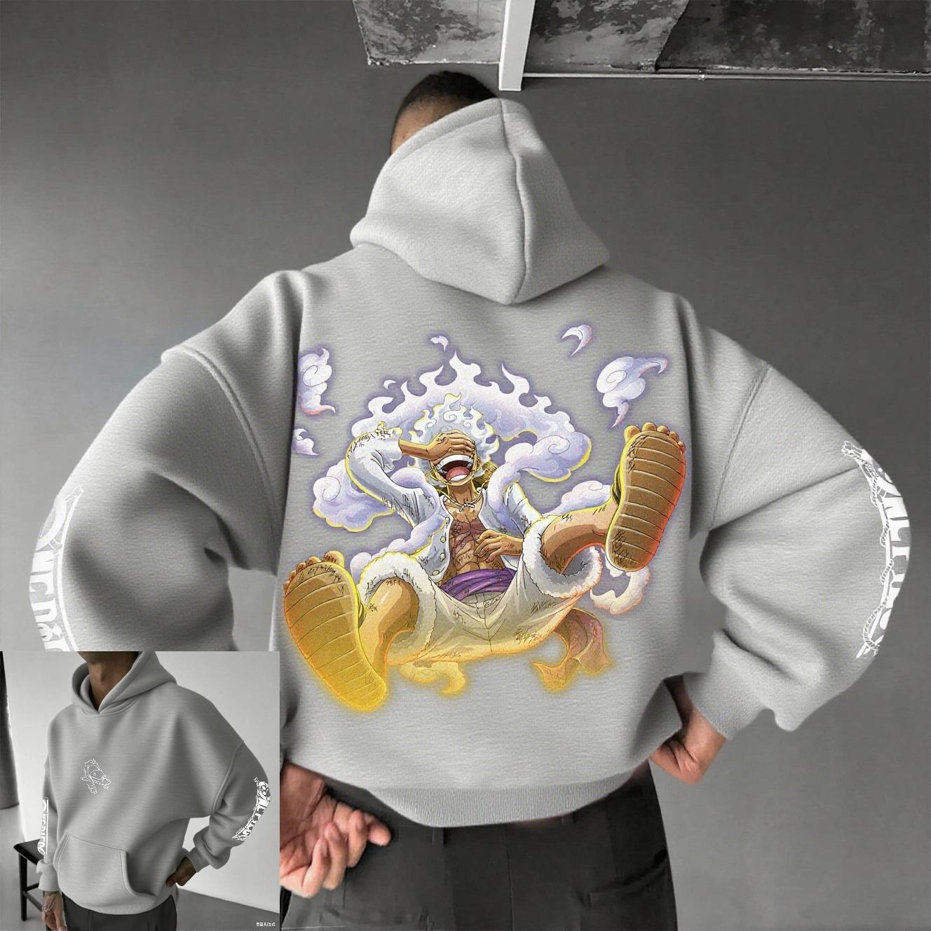 

Худи с капюшоном One Piece Luffy Аниме Мужское Женское Весна Осень Хлопок Уличная Одежда Толстовка Повседневный Графический Пуловер С Длинным Рукавом Топ L