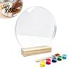 Personalized Fingerprint Art Gift DIY Handprint Display Kit, Transparent Acrylic Panel And Wood Base Easy Clean Painting Kit Project, Handmade Memory