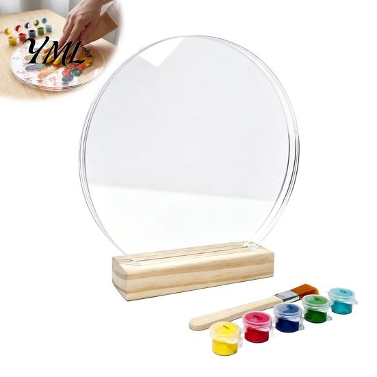 Personalized Fingerprint Art Gift DIY Handprint Display Kit, Transparent Acrylic Panel And Wood Base Easy Clean Painting Kit Project, Handmade Memory