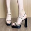 Thick heel high heels female royal sister sexy leopard print shoes sandals wearing slippers sandals