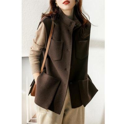 Solid Color Women's Woolen Vest Coat - Japanese & Korean Style