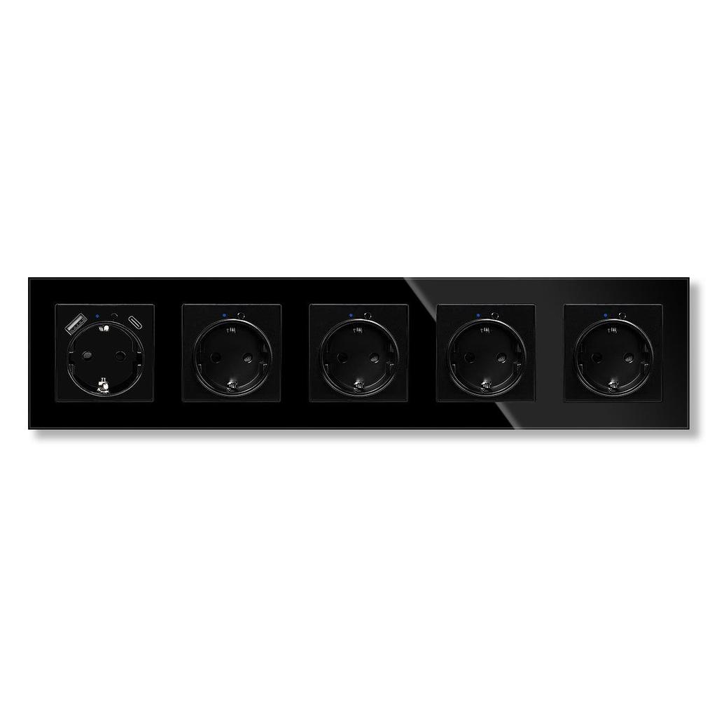 Model 153 Smart WiFi Wall Socket with Tempered Glass Panel - Alice Voice App Compatible