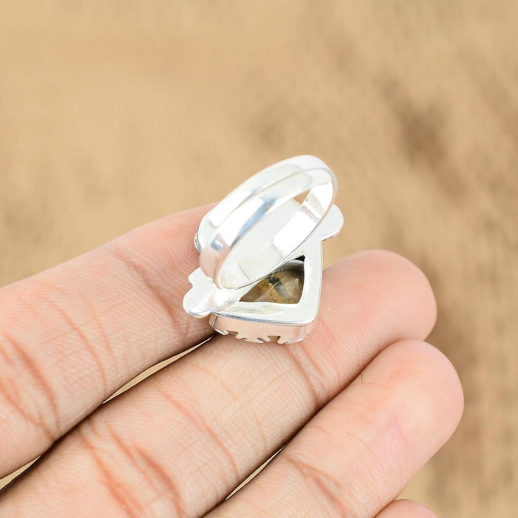 Natural Mookaite Multi Stone Flower Adjustable Ring 925 Silver For Women