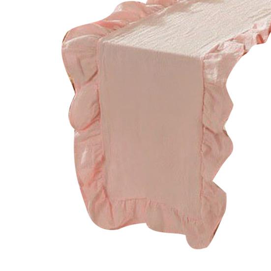 Ruffled Table Runner Scalloped Edge Rustic Table Runner Washable Farmhouse Style Table Runner for Dining Table Wedding Bride Shower Party Decoration