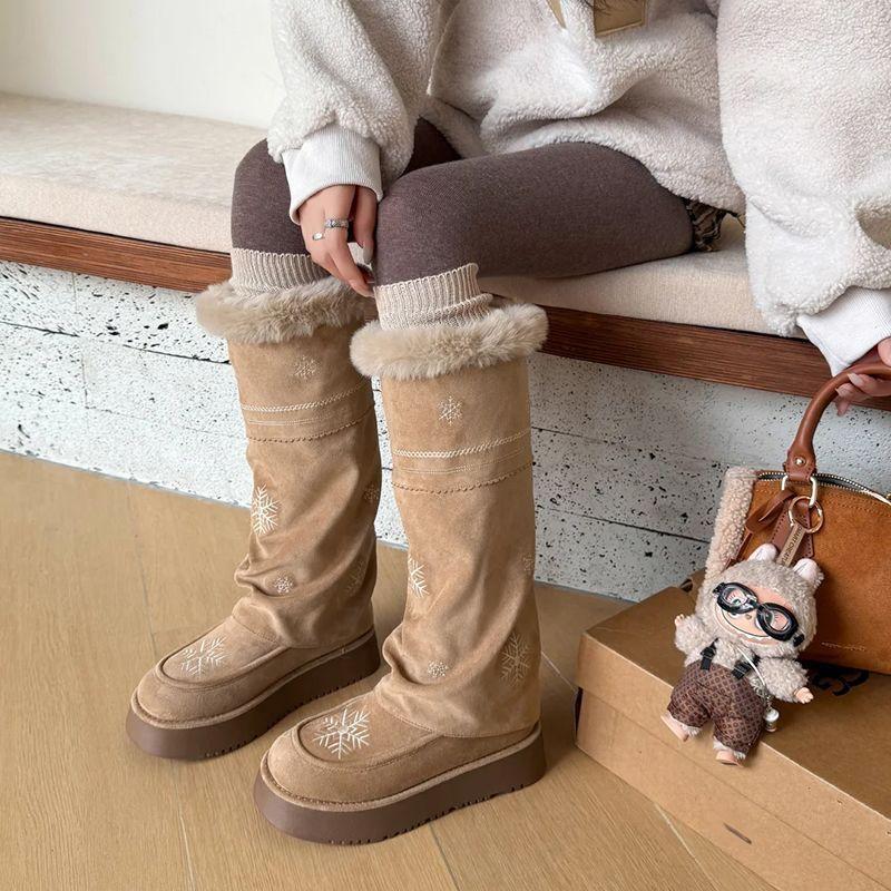 Dámské elastické zimní zateplené sněhule s tlustou podrážkou, protiskluzové, odolné proti opotřebení, ležérní sportovní krátké bavlněné boty