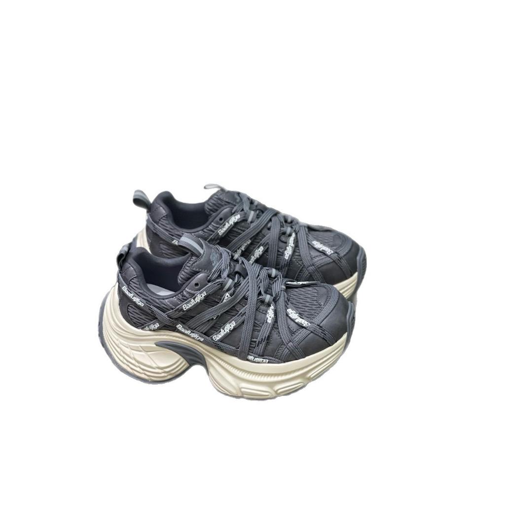 2025 autumn new women's shoes platform height increase casual sports shoes versatile fashion trend leather dad shoes women
