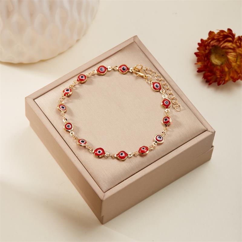 Bohemian Lucky Turkey Evil Eye Anklets for Women Colorful Red Blue Eye Metal Chain Ankle Bracelet Summer Beach Foot Leg Jewelry