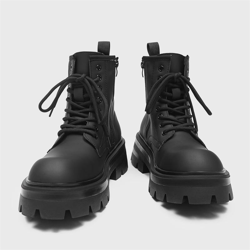 Fashion Shoes for Men Fad Velvet High Men's Boots Platform Frosted Leather Locomotive Boots High Quality Thick Sole Booties Botas Hombre