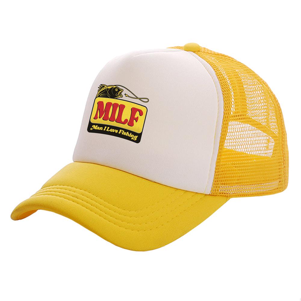 MILF Man I Love Fishing Trucker Čepice Unisex čepice Baseballová čepice Cool Summer Unisex síťovaná síťovaná čepice