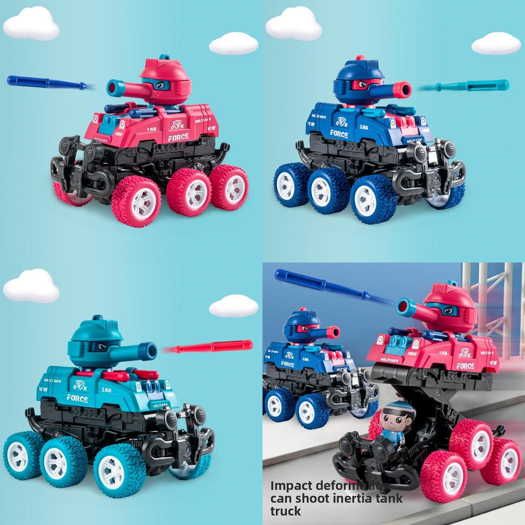 Inertia Impact Transforming Tank Model For Kids With Collision Deformation And Shooting Action