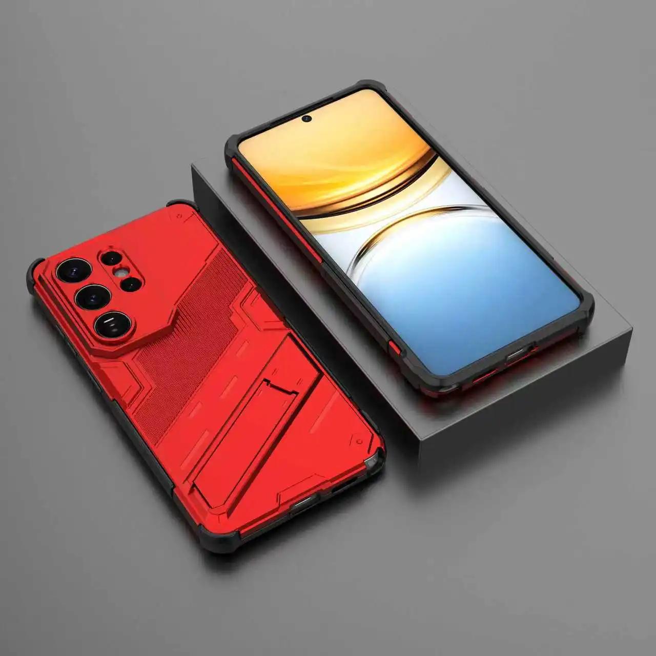

Противоударный чехол для телефона Armor для Samsung Galaxy S26 S25 S24 S23 S22 Ultra Plus Edge S25FE S26 Pro с держателем и защитной крышкой для объектива For SAM S25 красный