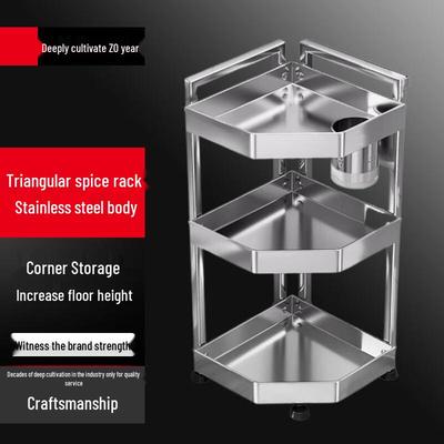 3-Tier Aluminum Countertop Corner Spice Rack with Knife Holder