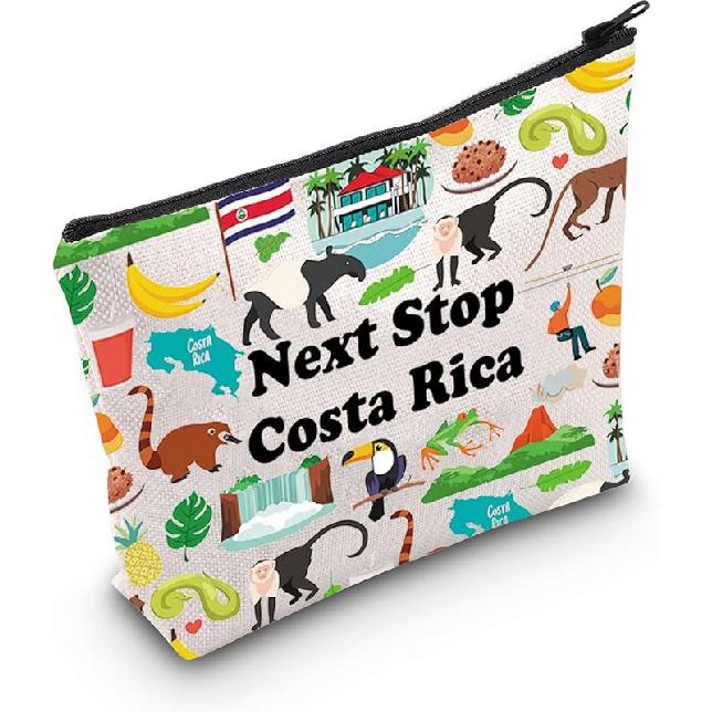 MNIGIU Costa Rica Symbols Souvenir Cosmetic Bag Costa Rica Vacation Gift Costa Rica Trip Makeup Bag Costa Rica Lover Gift North America Travel Gift Costa Rica
