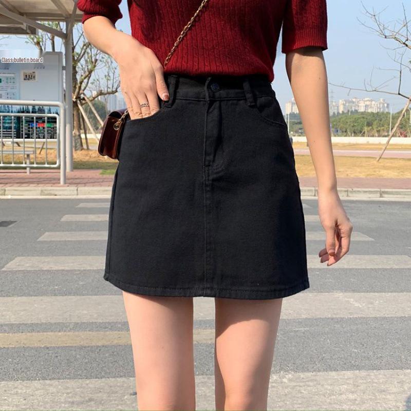 

Женская мини-юбка А-силуэта из розового денима с высокой талией - Корейский стиль, Эластичная, Слим-фит, Однотонная, Тренд летнего сезона Small