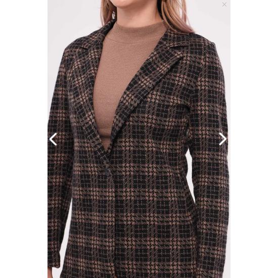 Women's Mink Single-Breasted Plaid Jacket