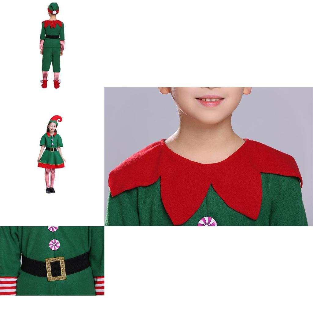 Delightful Christmas Elf Cosplay Costume Couple Outfit For Fancy Dress Xmas Party Role Play