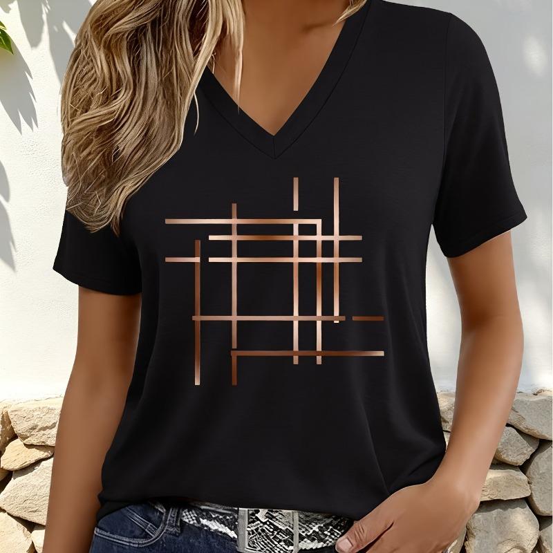2026 New Summer Women's Fashion T-Shirt Short Sleeve 3D Cat Print Top Tees V-Neck Casual