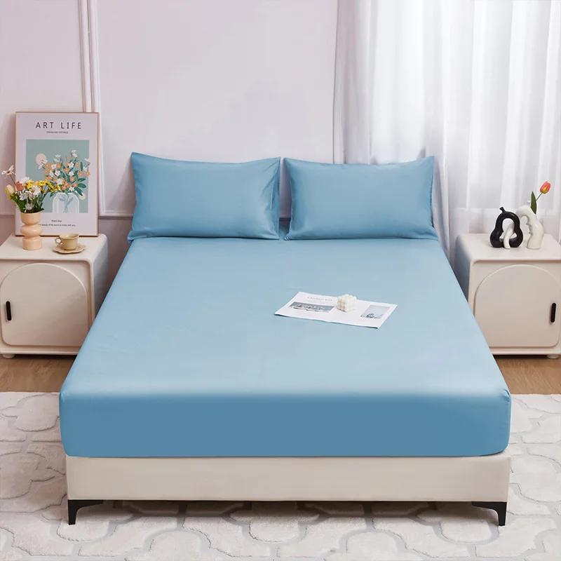 100% Waterproof Solid Bed Fitted Sheet Nordic Adjustable Mattress Covers Four Corners With Elastic Band Multi Size Bed Sheet