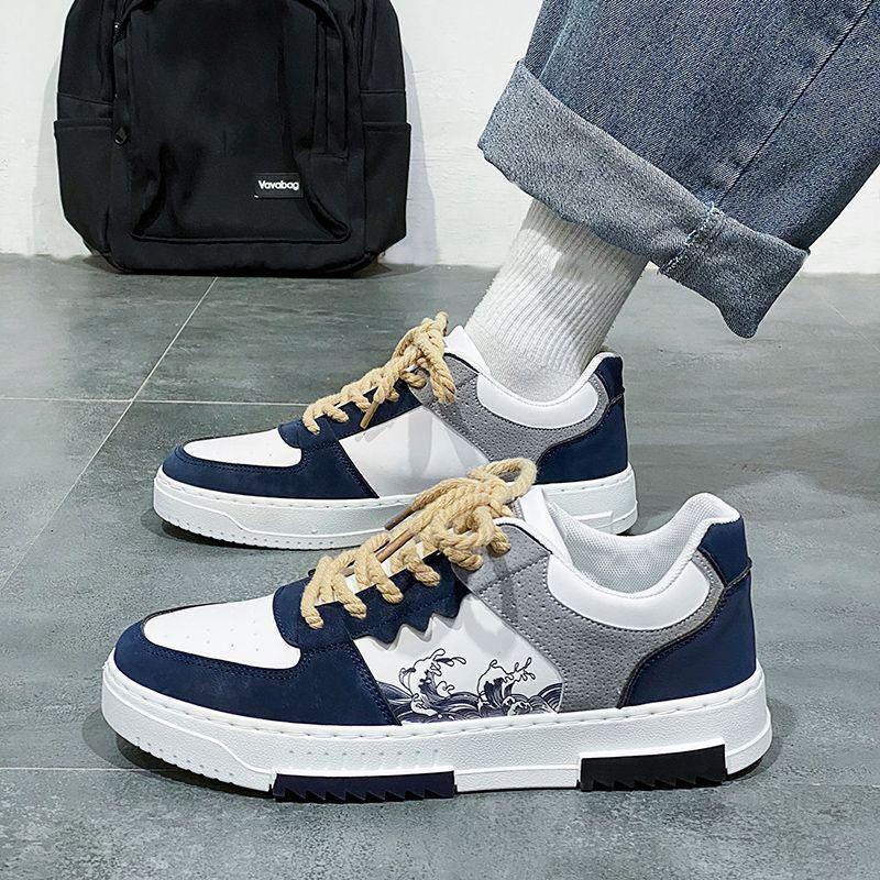 

Мужские модные летние дышащие белые повседневные спортивные туфли на толстой подошве 42 темно-синий