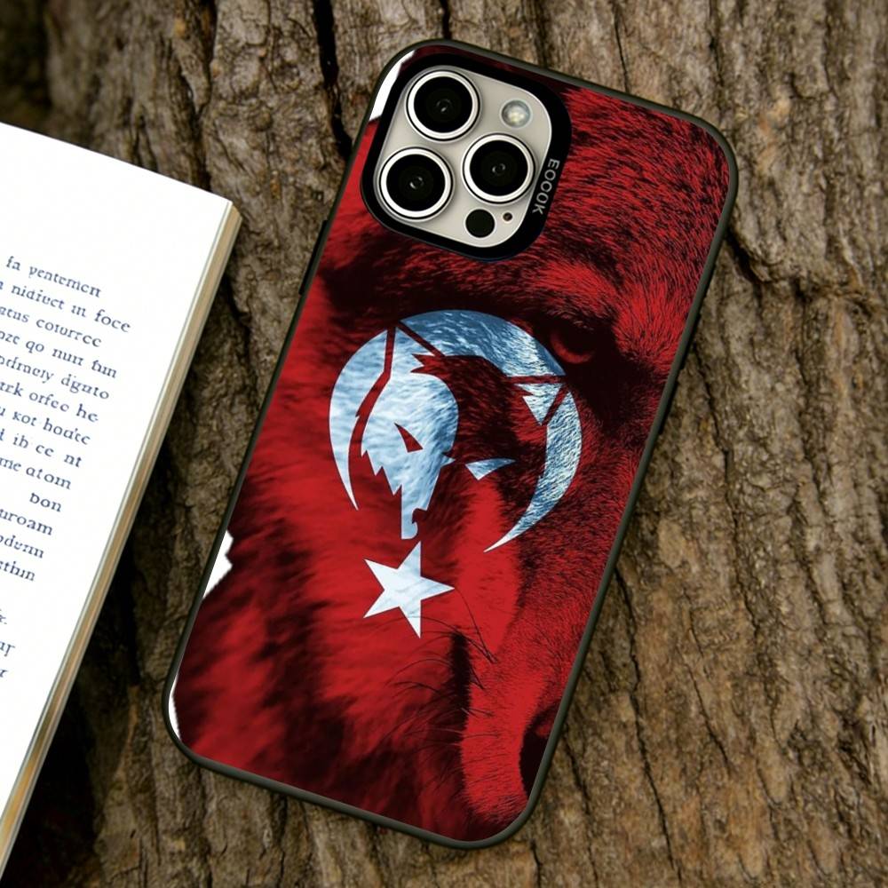 Türkischer Wolf Truthahn Flagge Handyhülle Für iPhone 17,16,15,14,13,12,11 Plus,Pro Max,XS,Bunte Silberne Handyhülle Funda Cover