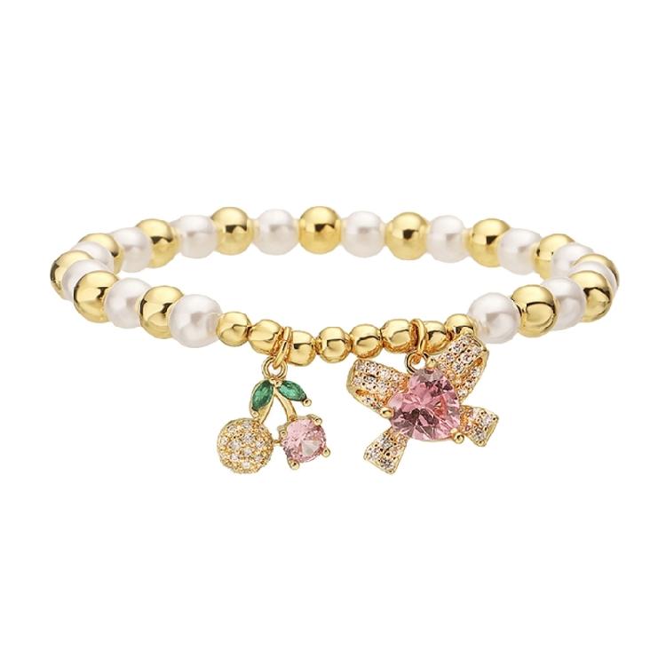 Handmade Fruit Beads Bracelet Fashion Wrist Jewelry Chain Wristband Copper Texture Suitable for Parties and Celebration